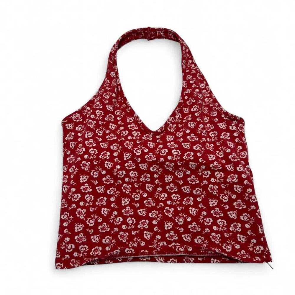 Hollister Must Have Red Floral Halter Neck Top Size Small 96 % Cotton - Picture 3 of 6